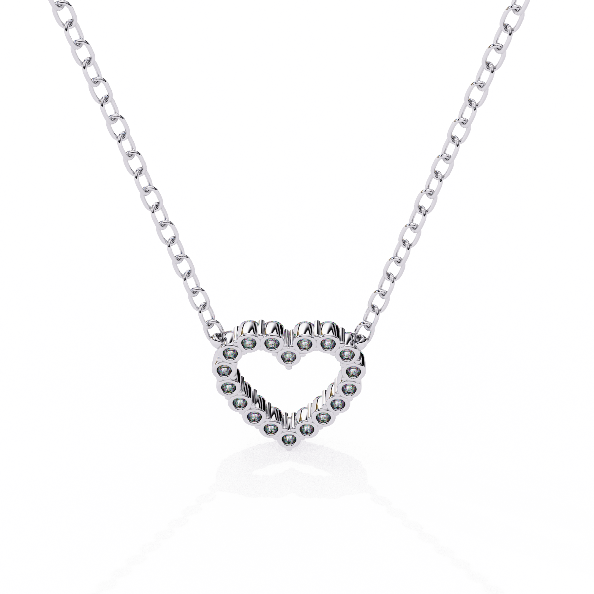 Solitairekart 0.37ct Heart-Shaped Natural Diamond Outline Pendant-HI Color, VS-SI Clarity
